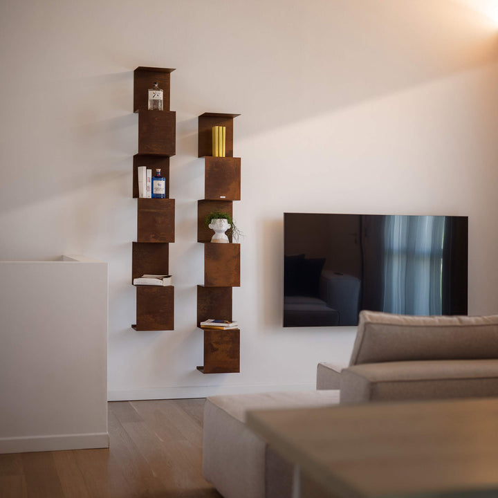Corten Steel Bookcase SEGMENTO CORTEN 180 by C. Cangia and G. Mazzardi 05
