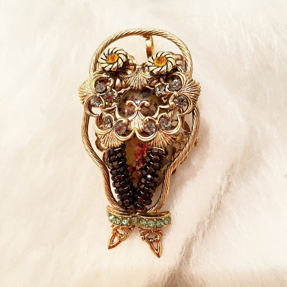 Gold Plated Brass Brooch OWL by Ornella Bijoux - Unique Piece 02
