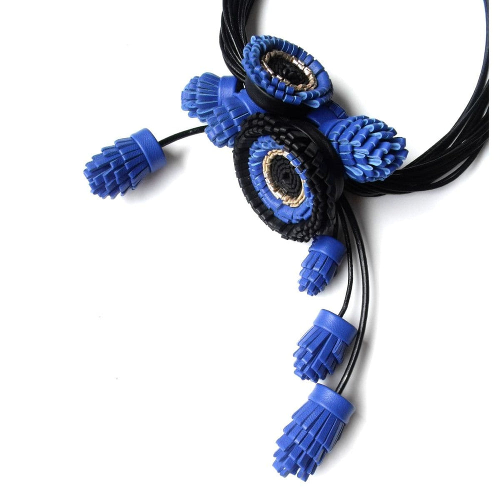 Leather Necklace ANEMONI E MUSCARI Blue 02