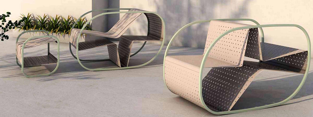 White-Green-outdoor-metal-armchair-back-to-back-seats-Giacopini