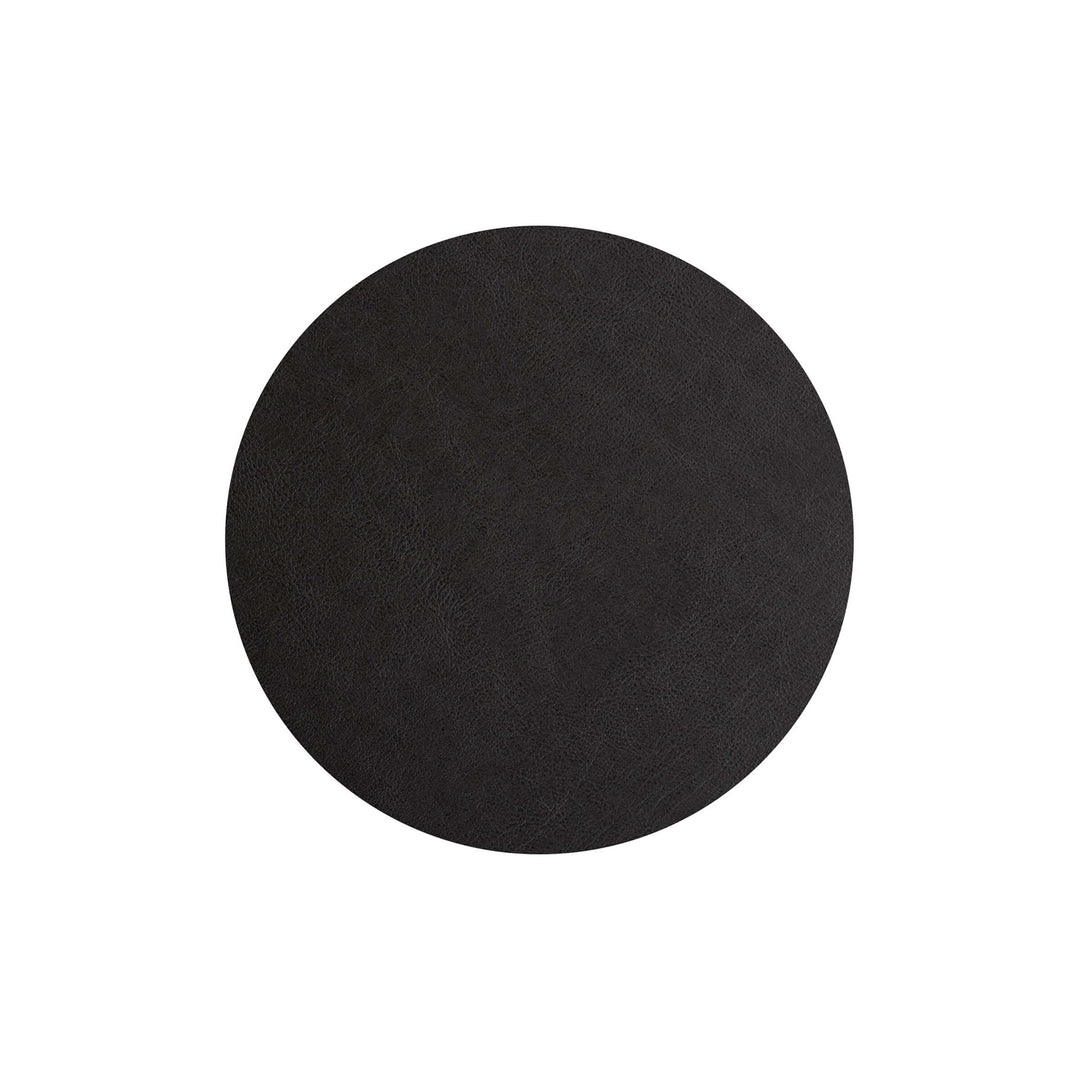 Individual redondo de cuero y anillos para servilletas BOTTEGA por Ekaterina Borovkova para ADJ STYLE