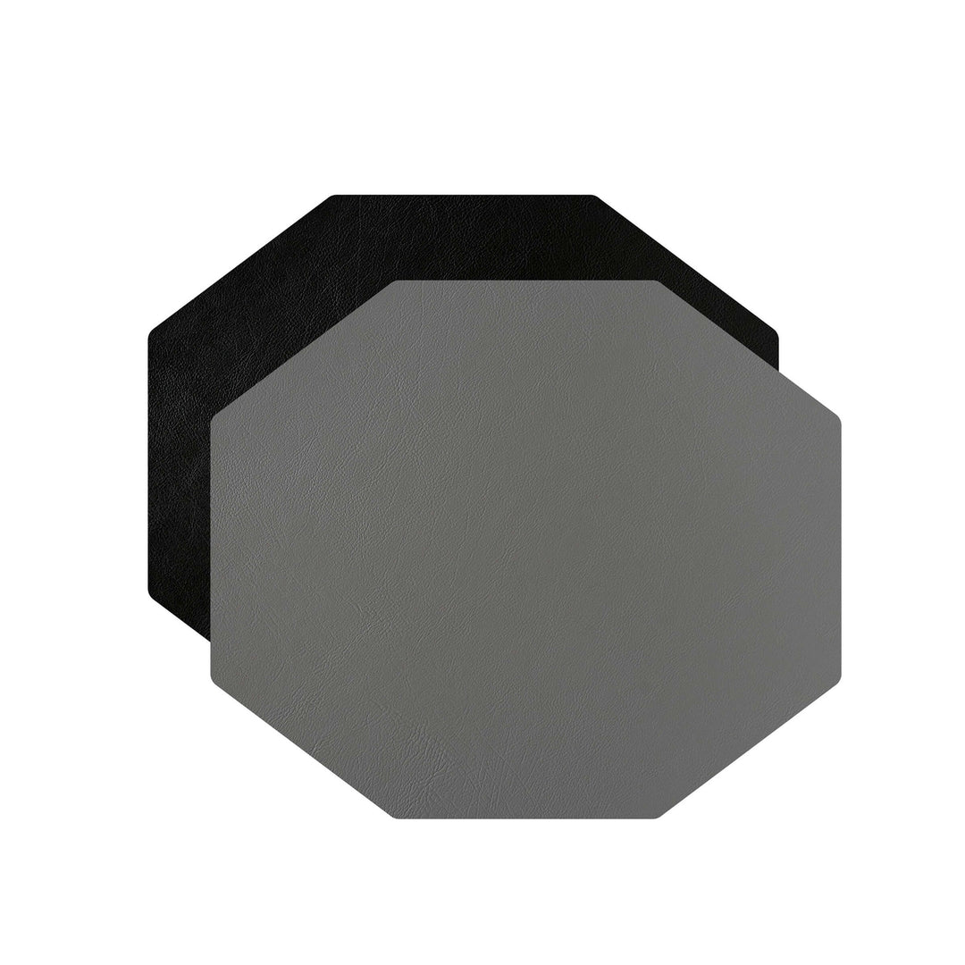 Individual octagonal de cuero y anillos para servilletas BOTTEGA por Ekaterina Borovkova para ADJ STYLE