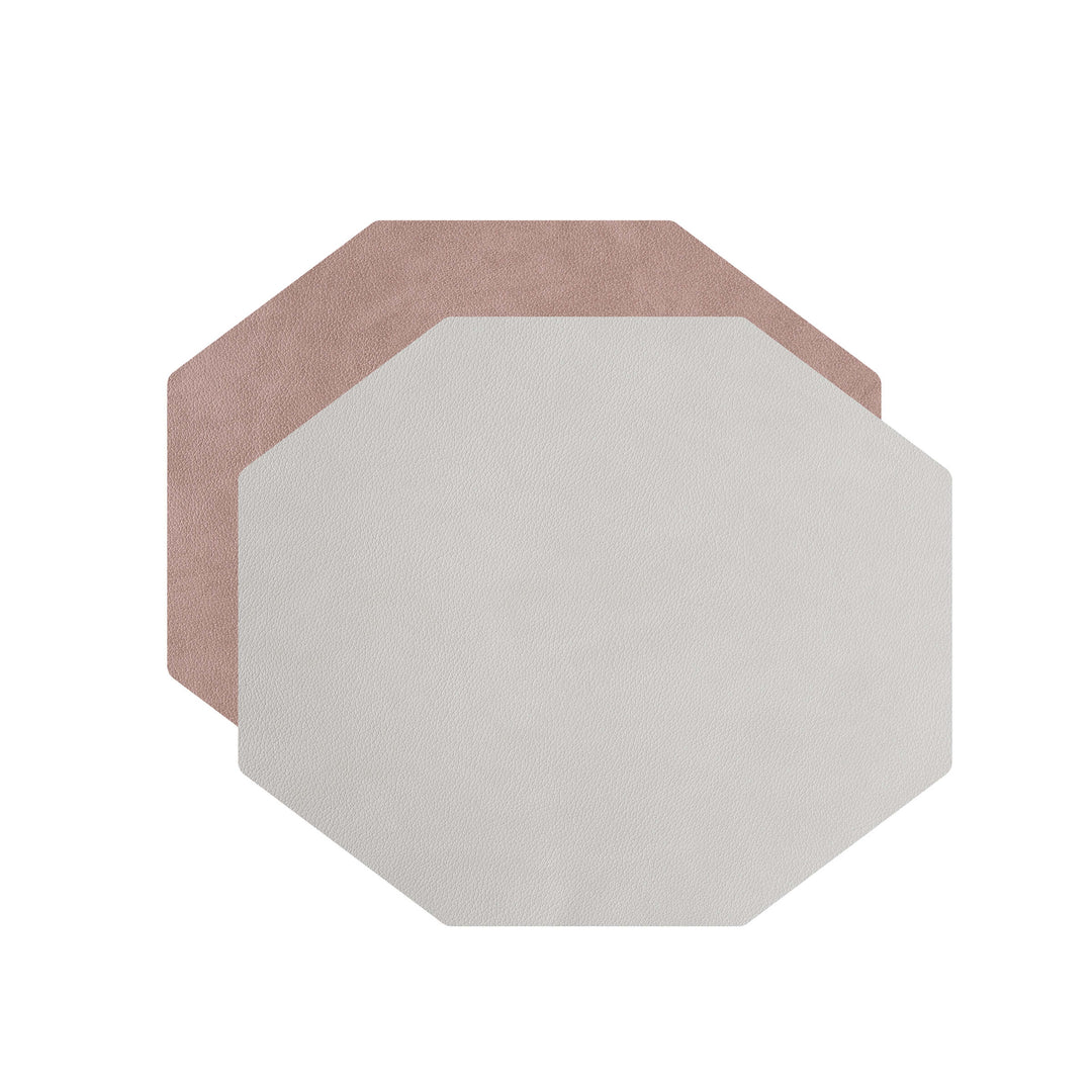 Individual octagonal de cuero y anillos para servilletas BOTTEGA por Ekaterina Borovkova para ADJ STYLE