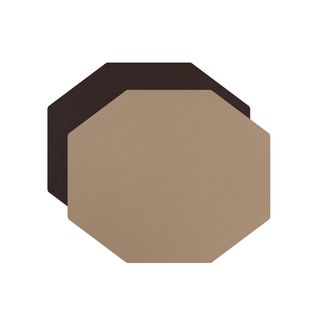 Individual octagonal de cuero y anillos para servilletas BOTTEGA por Ekaterina Borovkova para ADJ STYLE