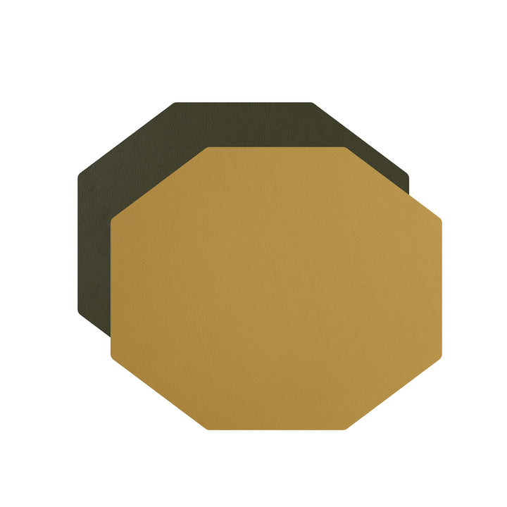 Individual octagonal de cuero y anillos para servilletas BOTTEGA por Ekaterina Borovkova para ADJ STYLE