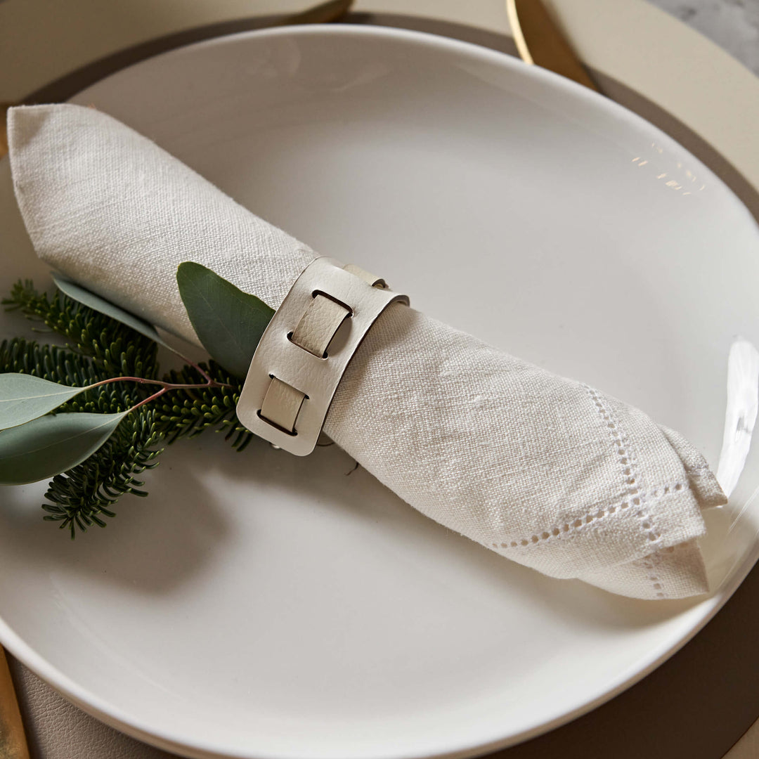 Leather Rectangular PLACEMAT & Napkin Rings BOTTEGA by Ekaterina Borovkova for ADJ STYLE