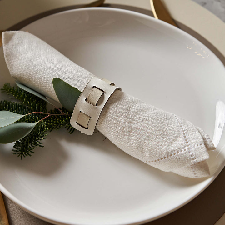 Leather Rectangular PLACEMAT & Napkin Rings BOTTEGA by Ekaterina Borovkova for ADJ STYLE