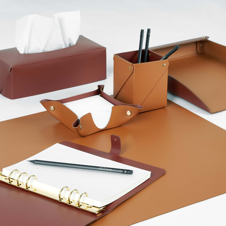 Ensemble de bureau en cuir – Plateau à papier et porte-stylo par Ekaterina Borovkova pour ADJ STYLE