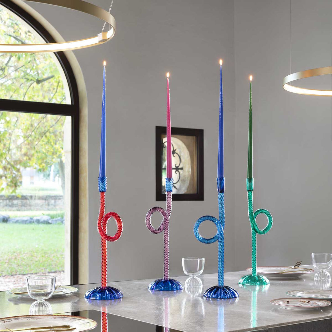 Murano Glass Candlestick Holder JOYFUL VENETIAN KNOT by Aina Kari