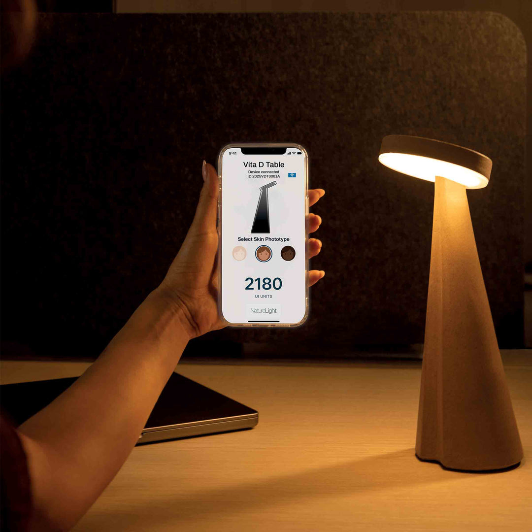 Portable Adjustable and Rechargable Lamp VITA D TABLE by Serena Vinciguerra for Nature Light