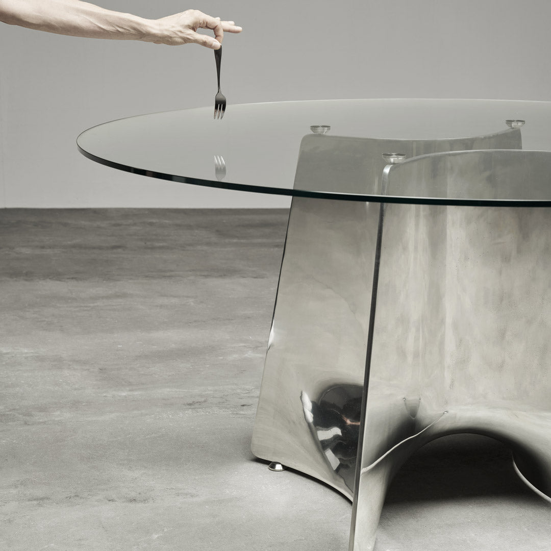 Crystal and Alluminium Table BENTZ by Jeff Miller for Baleri Italia