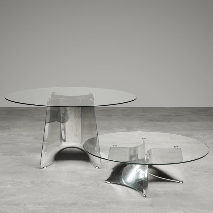 Crystal and Alluminium Coffee Table BENTZ by Jeff Miller for Baleri Italia