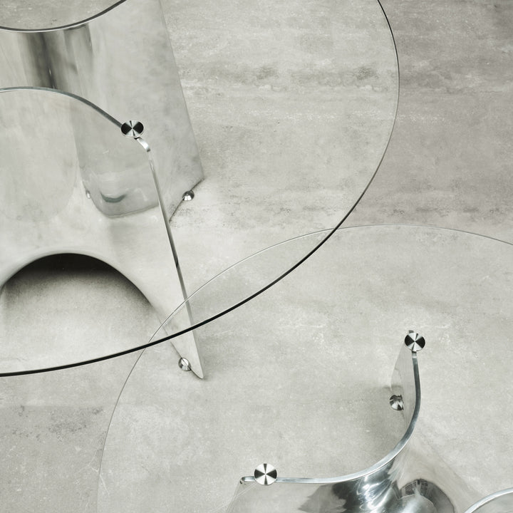 Crystal and Alluminium Coffee Table BENTZ by Jeff Miller for Baleri Italia