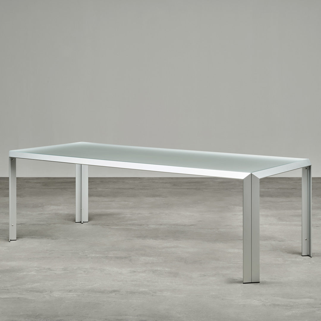 Aluminum and Crystal Dining Table T-TABLE by Angelo Mangiarotti for Baleri Italia