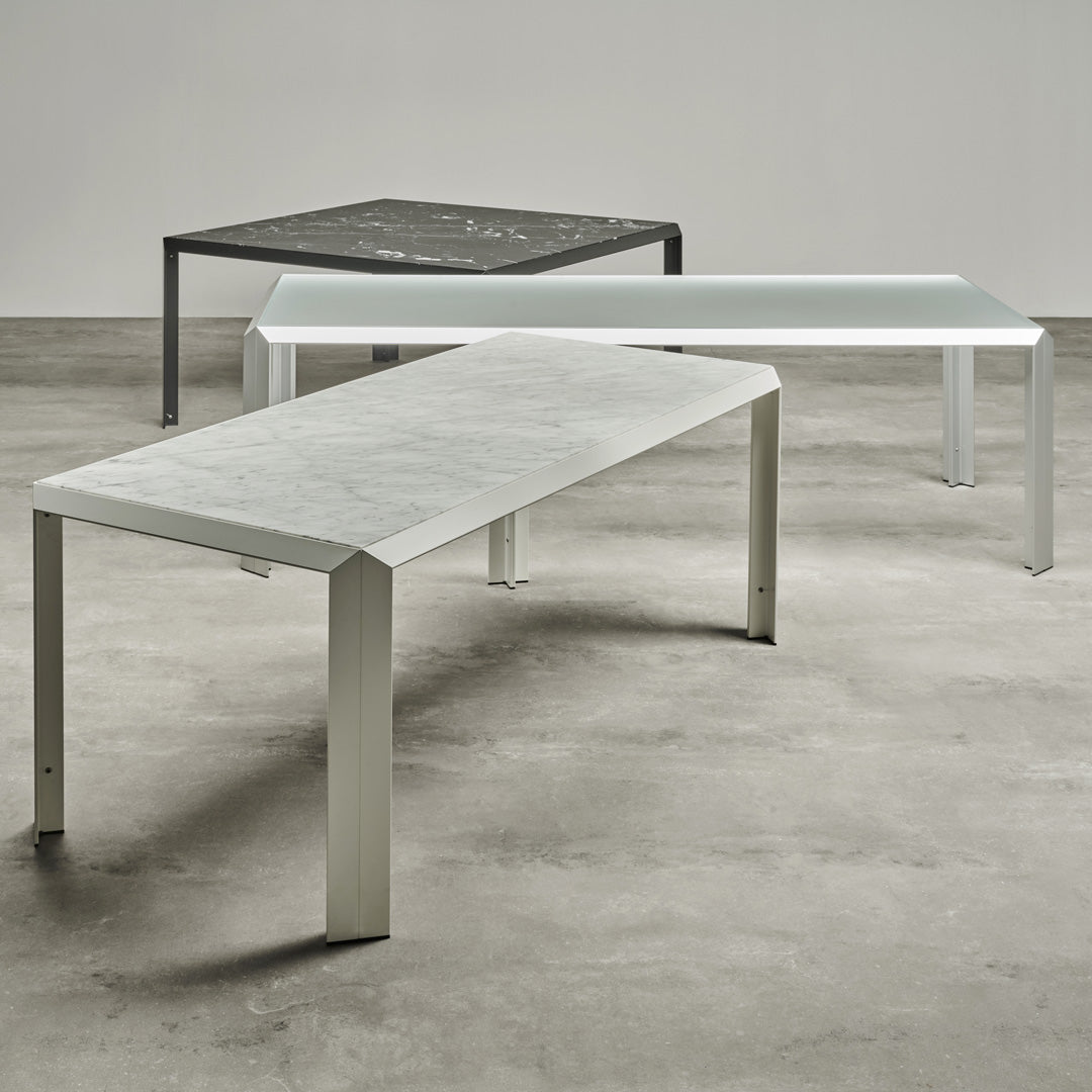 Aluminum and Crystal Dining Table T-TABLE by Angelo Mangiarotti for Baleri Italia