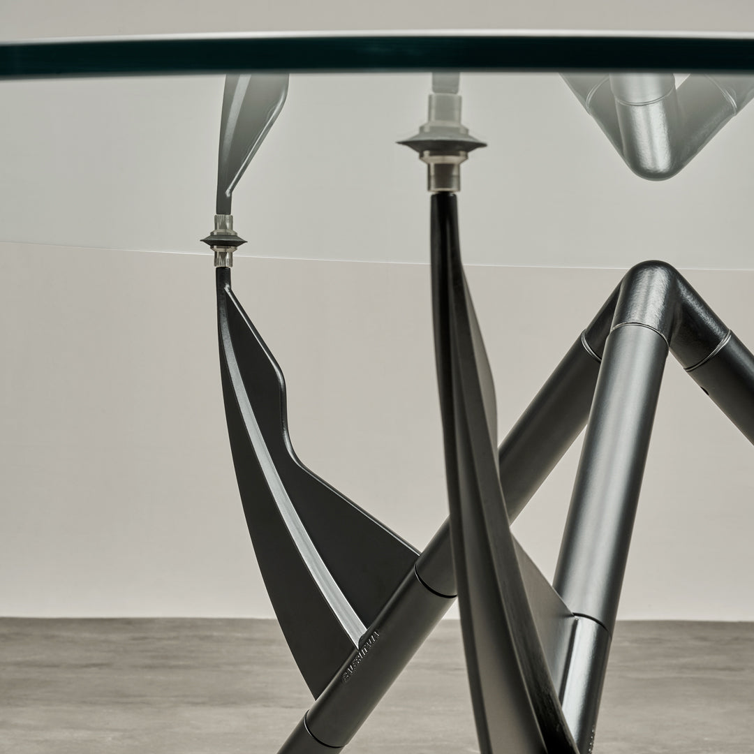 Crystal and Aluminum Table PRESIDENT M by Philippe Starck for Baleri Italia