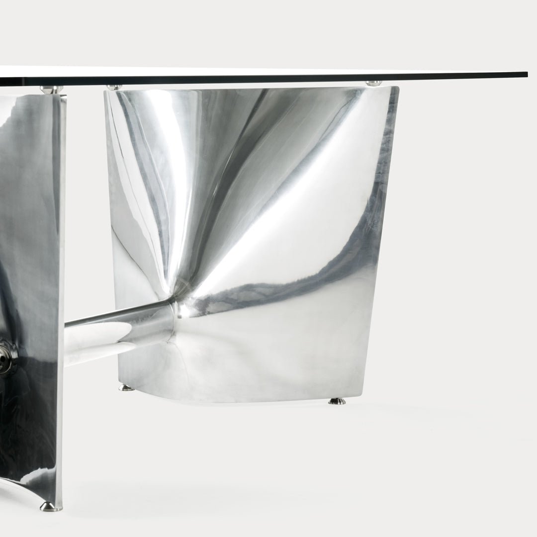 Crystal and Aluminum Table FRATINO by Jeff Miller for Baleri Italia