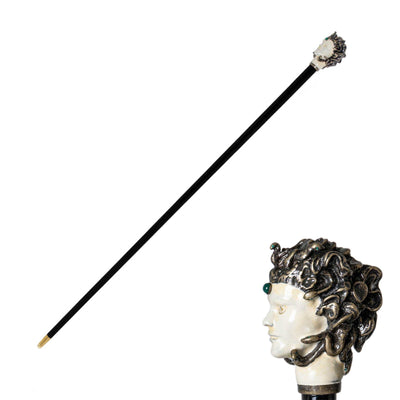 Cane MEDUSA with Enameled Brass Handle by Pasotti 01
