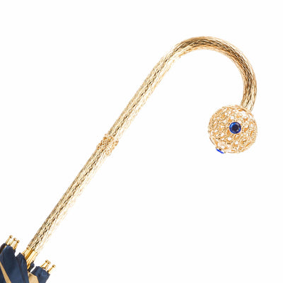 Umbrella DAHLIA Blue with Jewelled Brass Handle 06