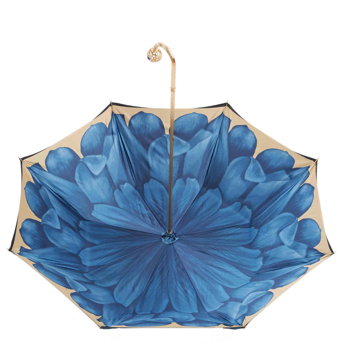 Umbrella DAHLIA Blue with Jewelled Brass Handle 08