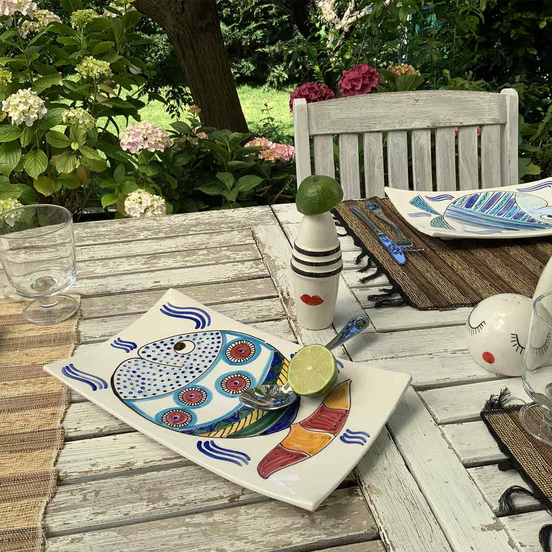 Ceramic Serving Platter PESCI by Improntabarre 04