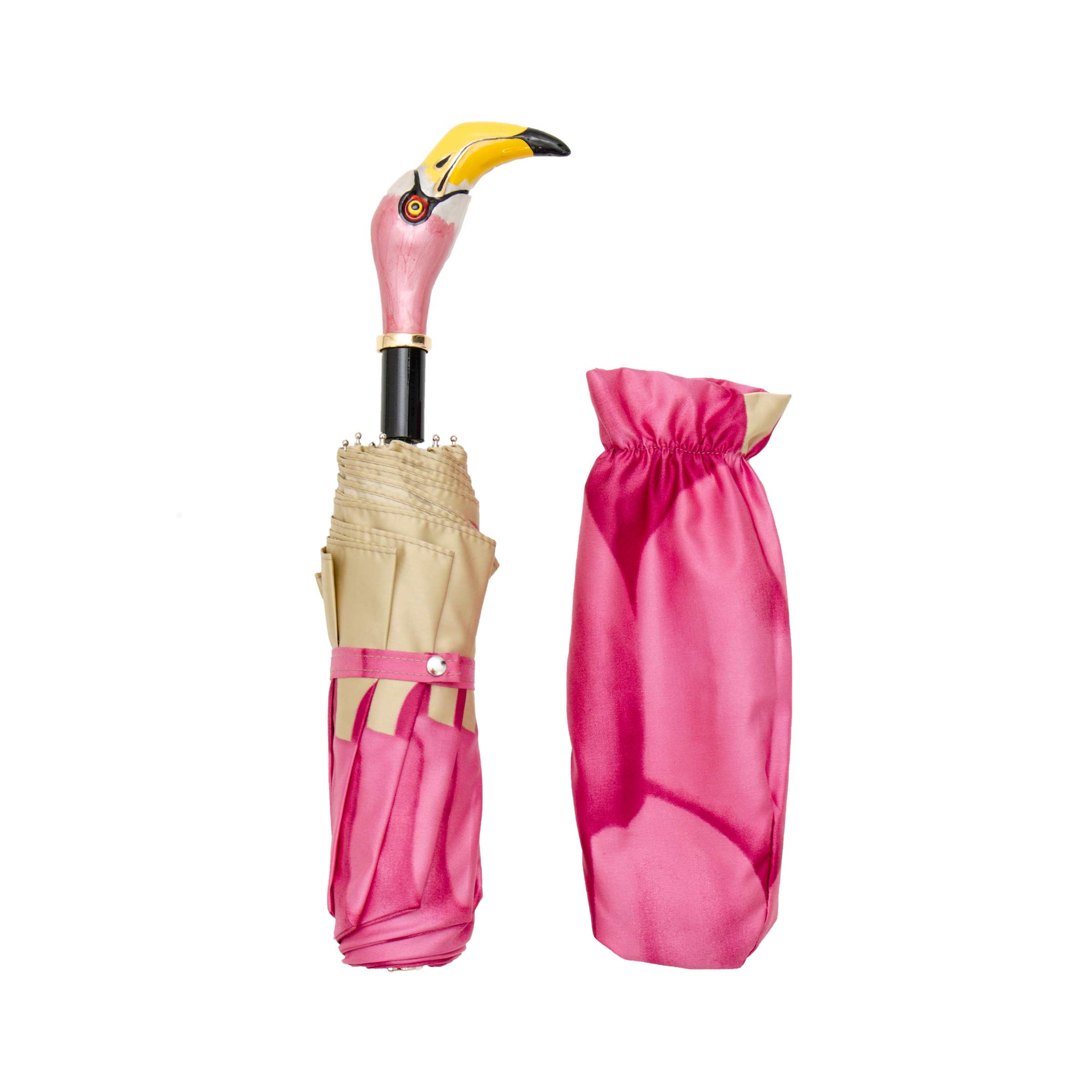 Folding Umbrella FENICOTTERO with Enameled Brass Handle. Shop on