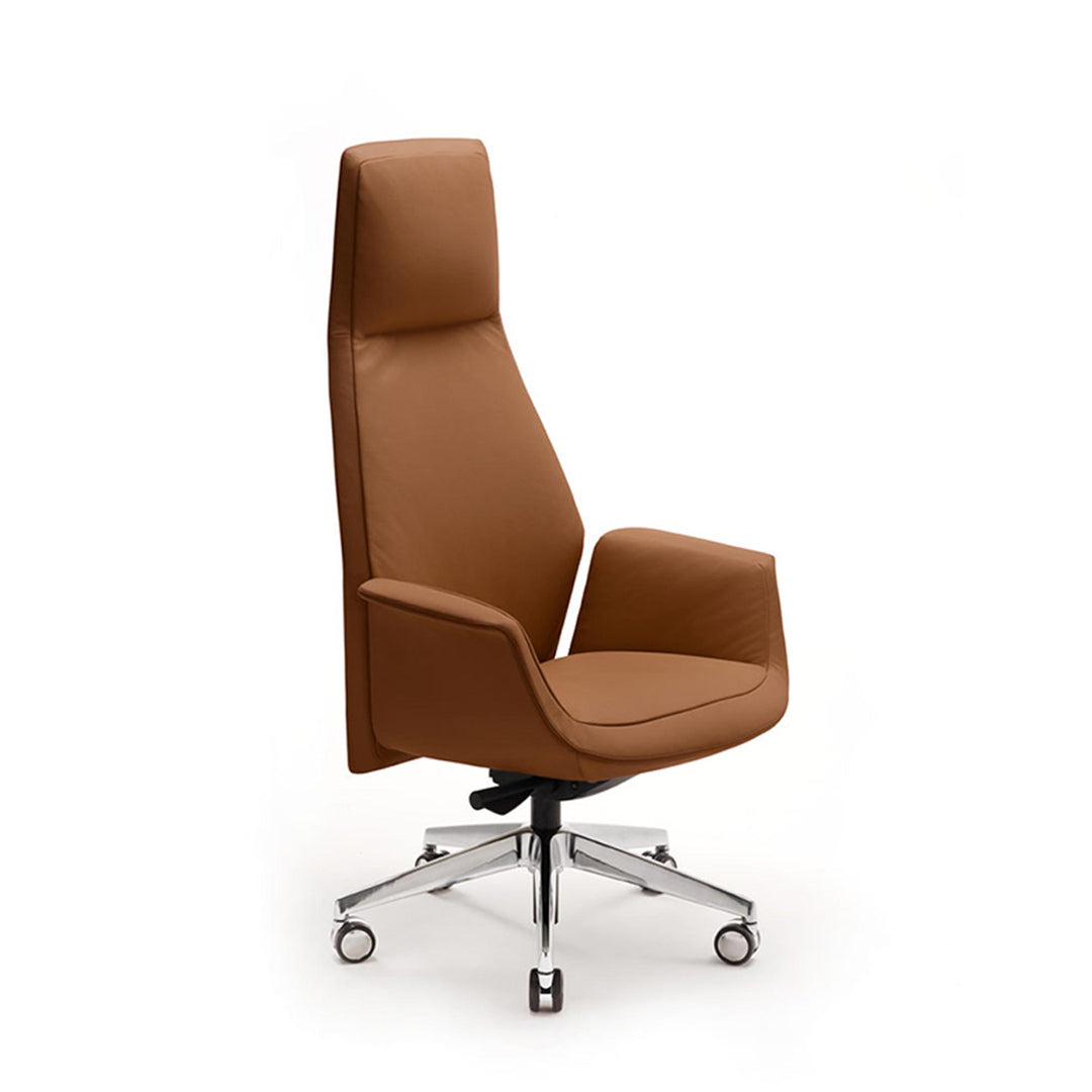 High Back Swivel Chair with Wheels DOWNTOWN PRESIDENT by Jean-Marie Massaud for Poltrona Frau 01