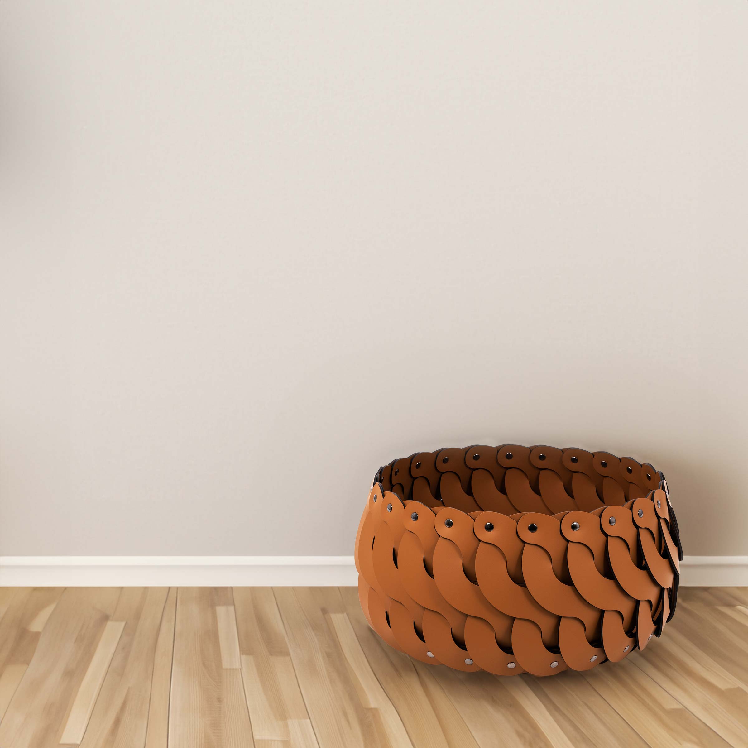 Leather Basket ALICANTE by Pinetti. Shop on Design Italy