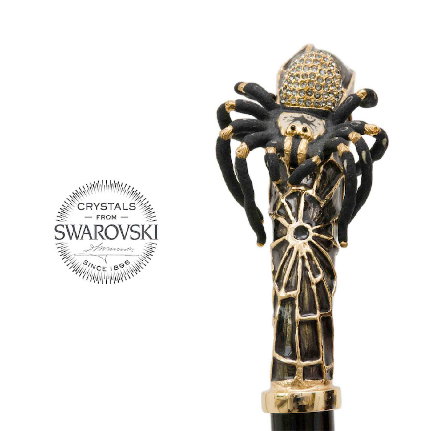 Cane TARANTULA with Enameled Brass and Swarovski® Crystal Handle by Pasotti 06