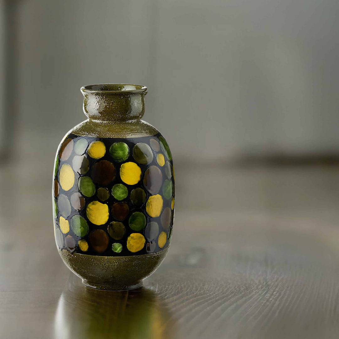 Ceramic Vase VASO VERDE CON CERCHI by Aldo Londi for Bitossi Ceramiche - Limited Edition 02