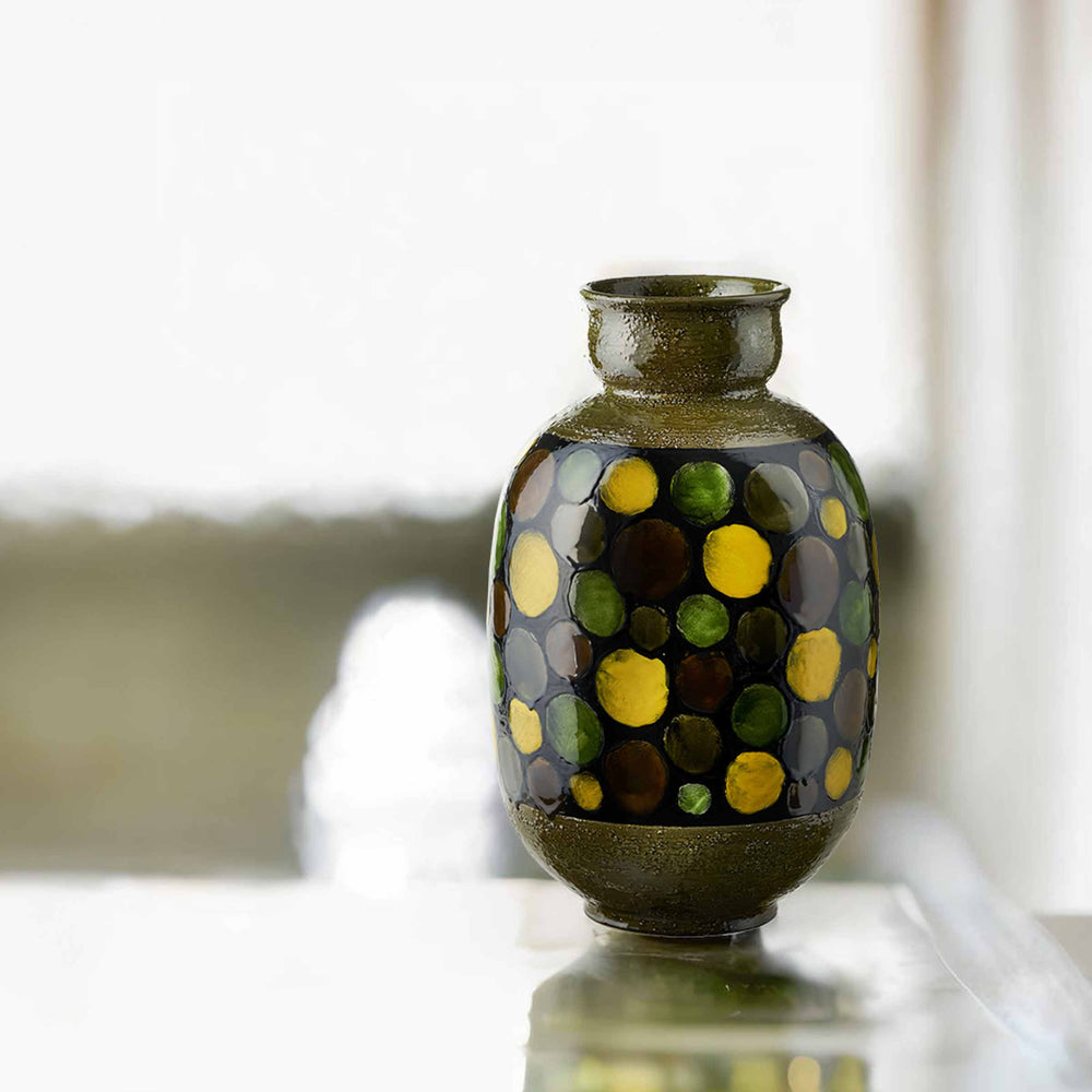 Ceramic Vase VASO VERDE CON CERCHI by Aldo Londi for Bitossi Ceramiche - Limited Edition 03