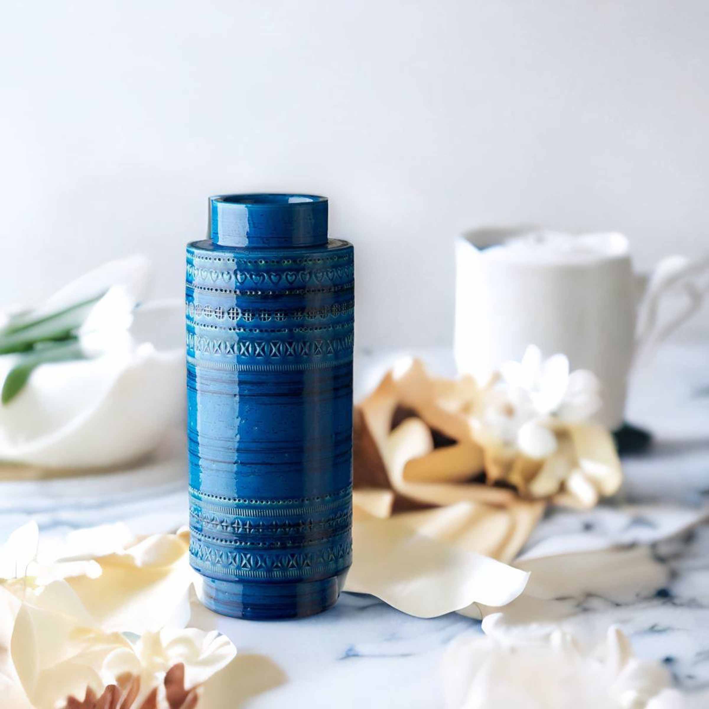 Ceramic Vase VASO ROCCHETTO Blue by Aldo Londi for Bitossi