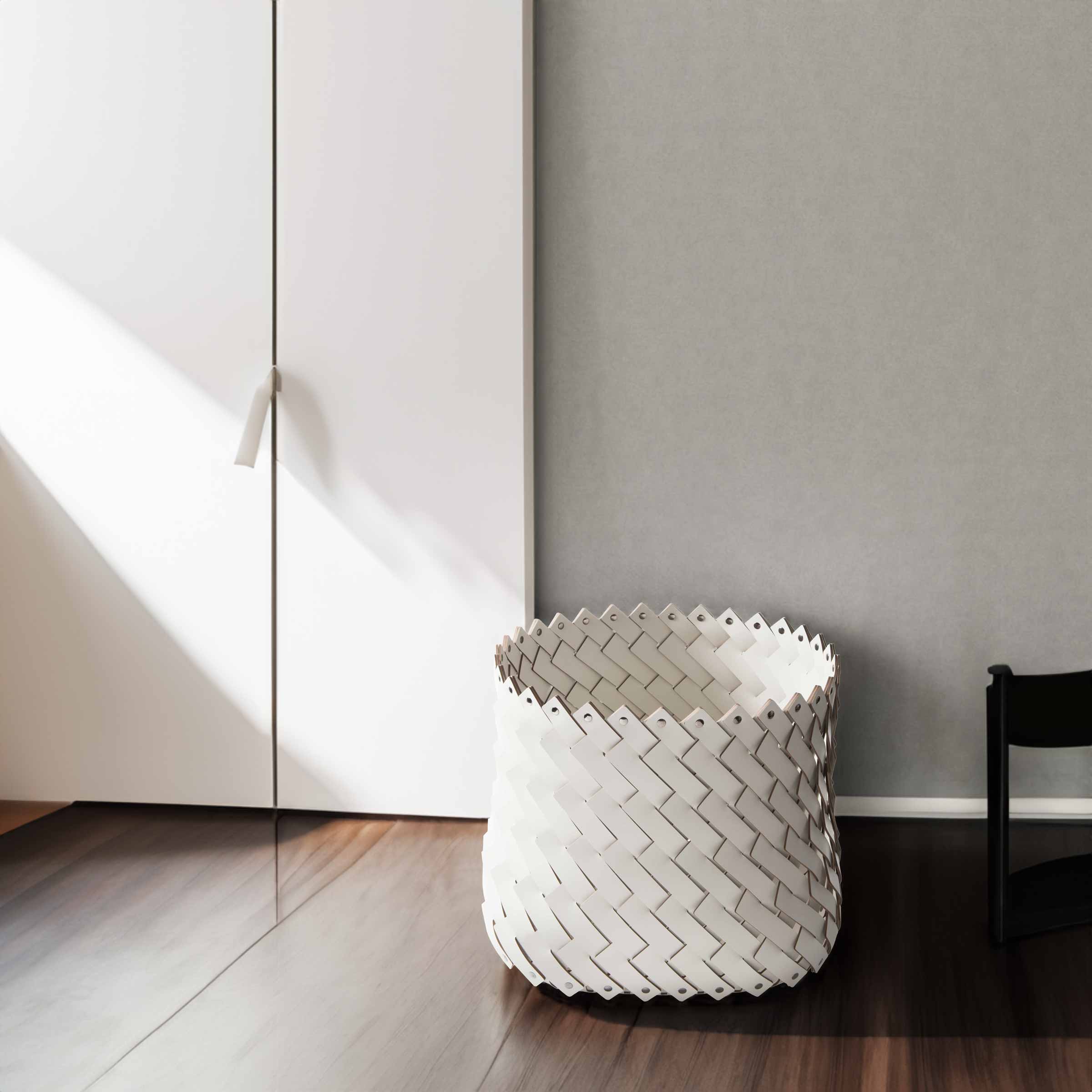 Leather Square Base Basket ALMERIA by Pinetti. Shop on Design Italy