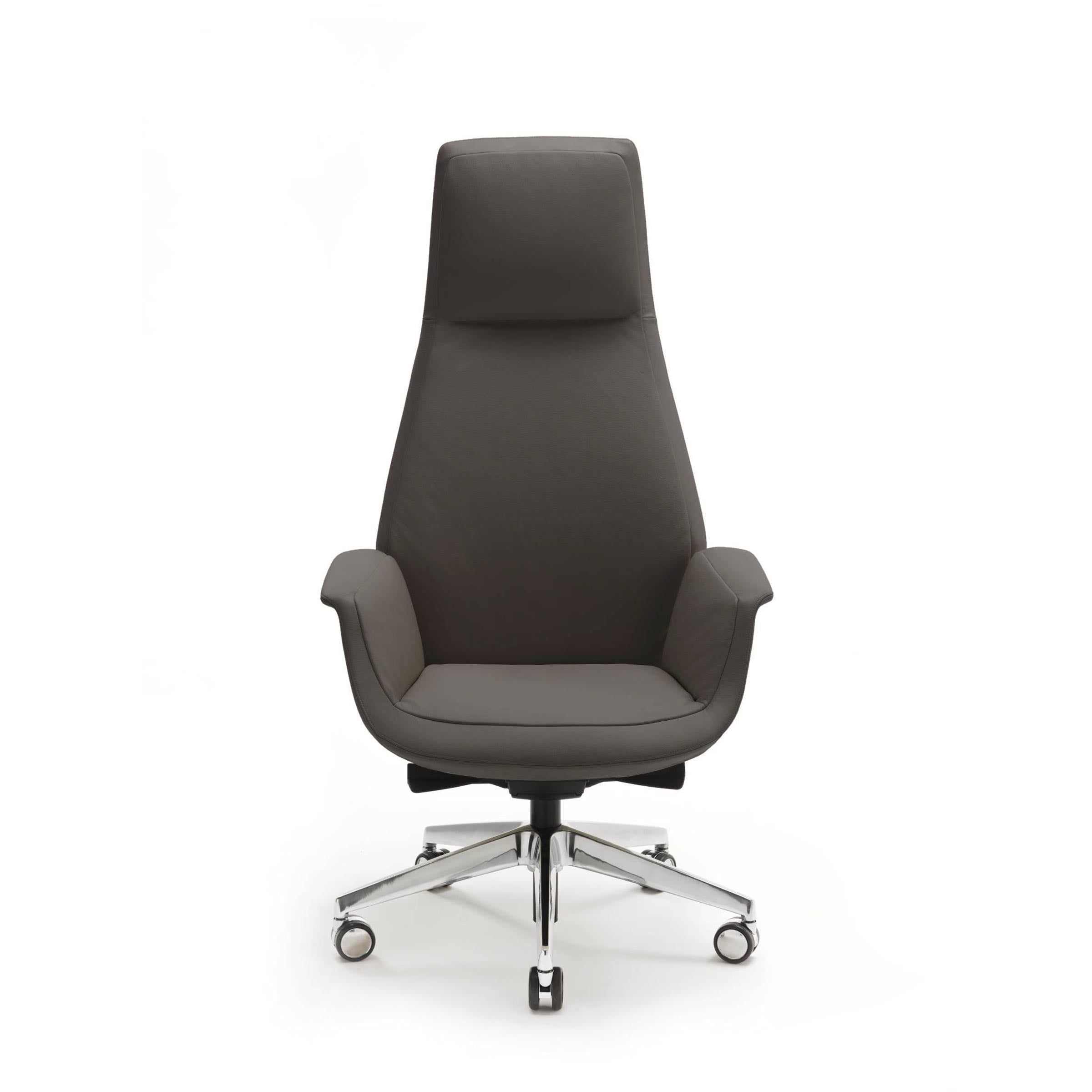 Leather High Back Swivel Chair with Wheels DOWNTOWN PRESIDENT by
