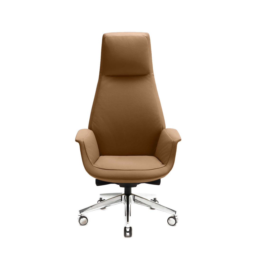 High Back Swivel Chair with Wheels DOWNTOWN PRESIDENT by Jean-Marie Massaud for Poltrona Frau 09
