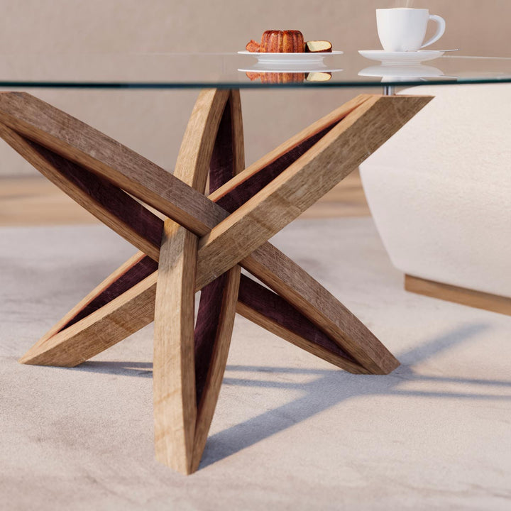 Wood and Glass Coffee Table NARNI by Winetage 05