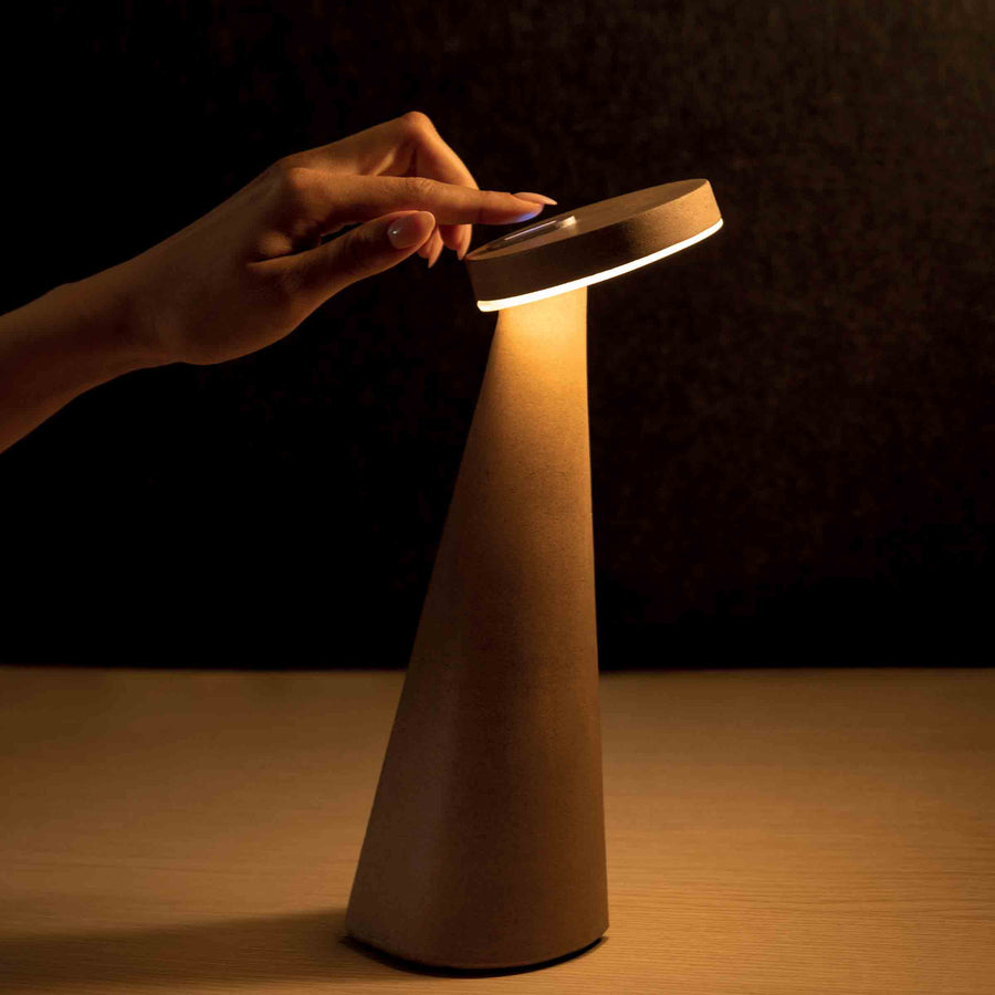 Portable, adjustable, rechargeable and eco-friendly bioplastic table lamp VITA D TABLE