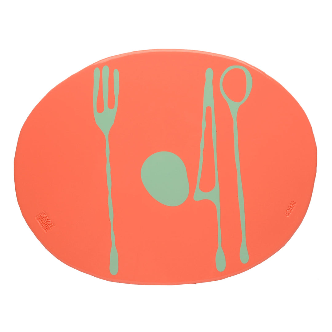 Placemat TABLE-MATES Matt Dark Salmon and Matt Mint Set of Four by Gaetano Pesce for Fish Design 01