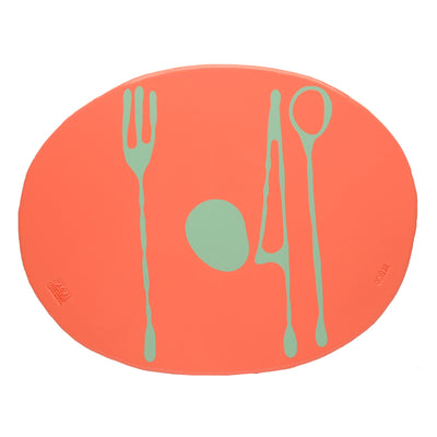 Placemat TABLE-MATES Matt Dark Salmon and Matt Mint Set of Four by Gaetano Pesce for Fish Design 01