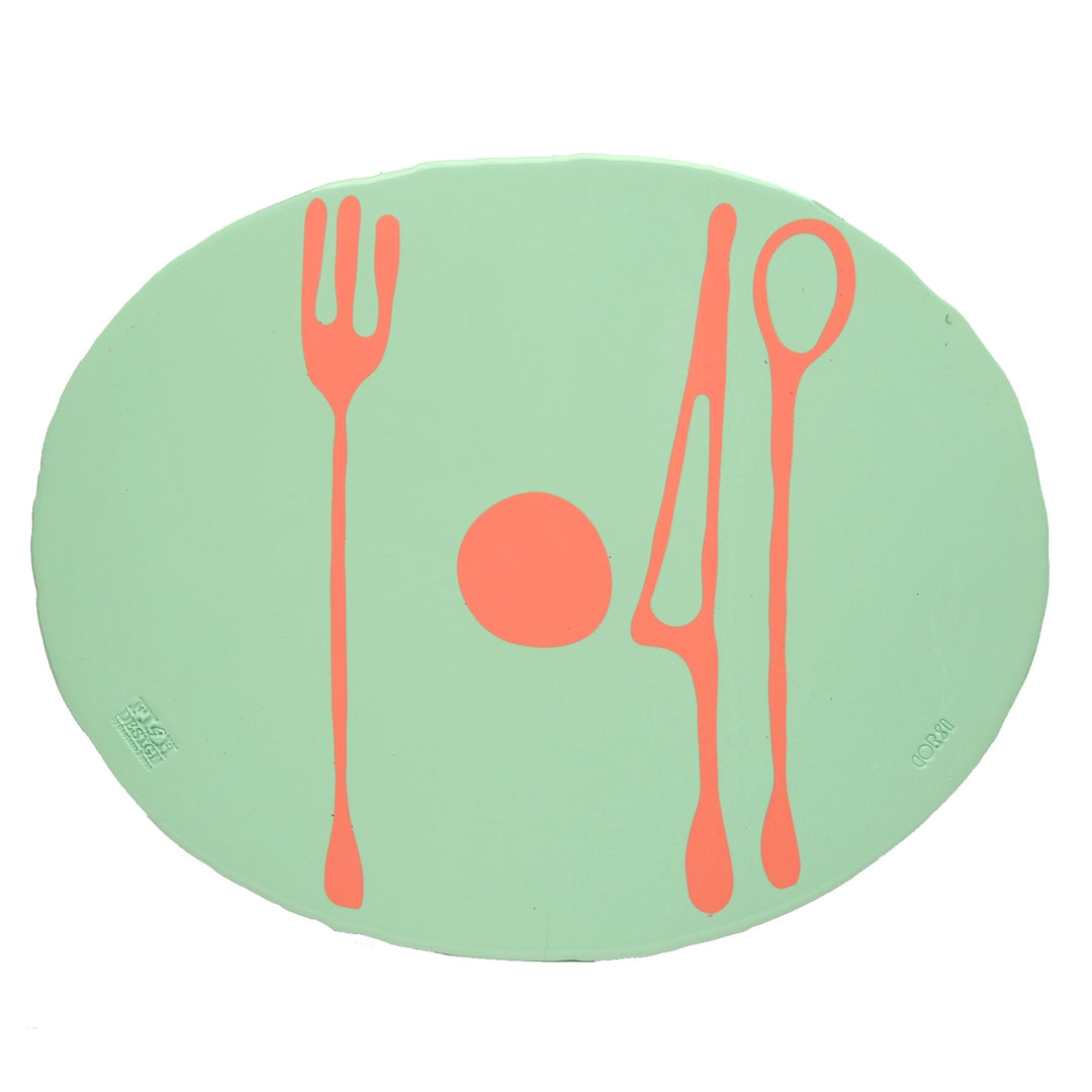 Placemat TABLE-MATES Matt Mint and Matt Dark Salmon Set of Four by Gaetano Pesce for Fish Design 01