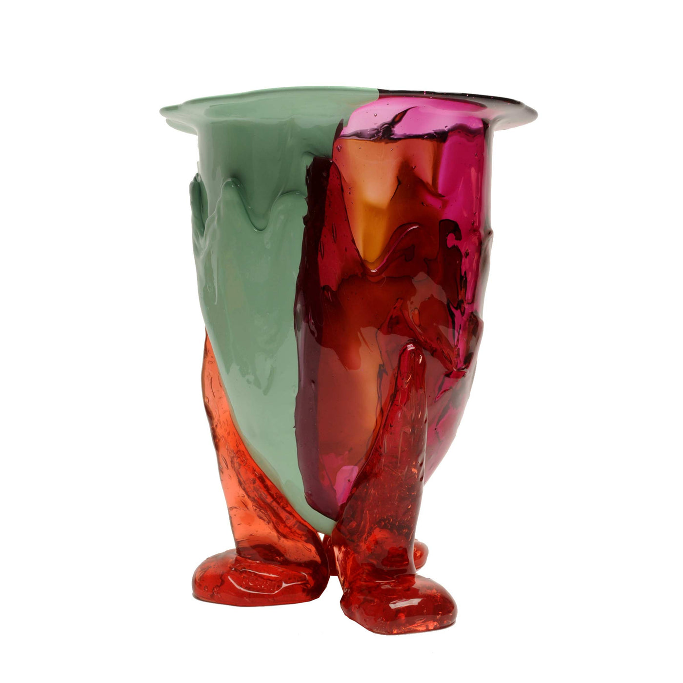 Resin Vase AMAZONIA Matt Mint, Clear Brown, Fuchsia and Pink by Gaetano Pesce for Fish Design 02