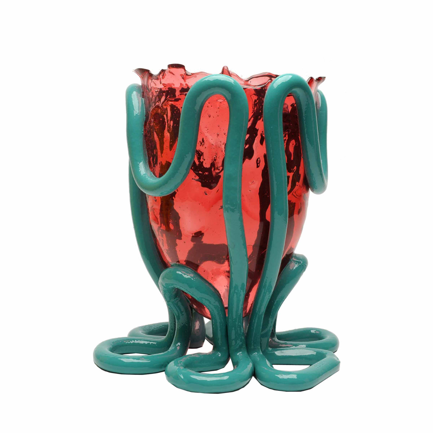Resin Vase INDIAN SUMMER Clear Light Fuchsia and Matt Ocean by Gaetano Pesce for Fish Design 01