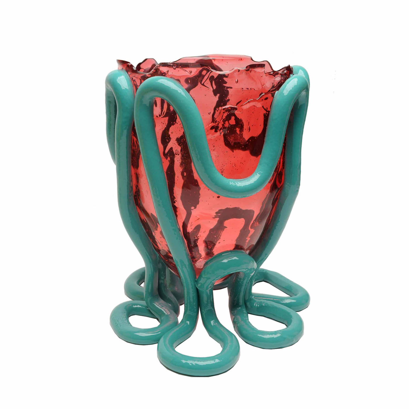 Resin Vase INDIAN SUMMER Clear Light Fuchsia and Matt Ocean by Gaetano Pesce for Fish Design 02