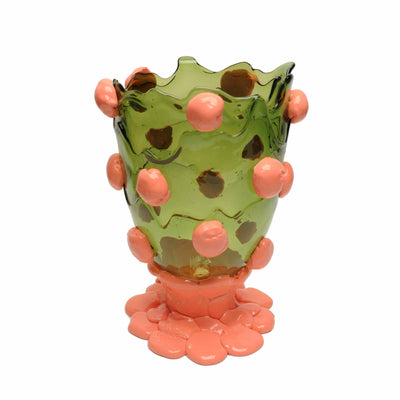 Resin Vase NUGGET Clear Bottle Green and Matt Dark Salmon by Gaetano Pesce for Fish Design 01