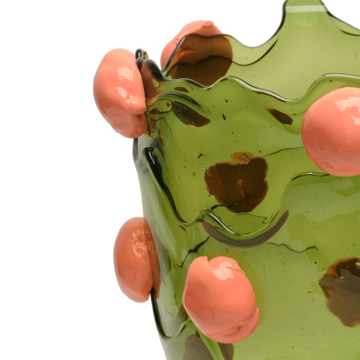 Resin Vase NUGGET Clear Bottle Green and Matt Dark Salmon by Gaetano Pesce for Fish Design 03