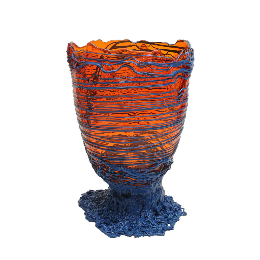 Resin Vase SPAGHETTI Clear Orange and Matt Dark Lavender by Gaetano Pesce for Fish Design 02