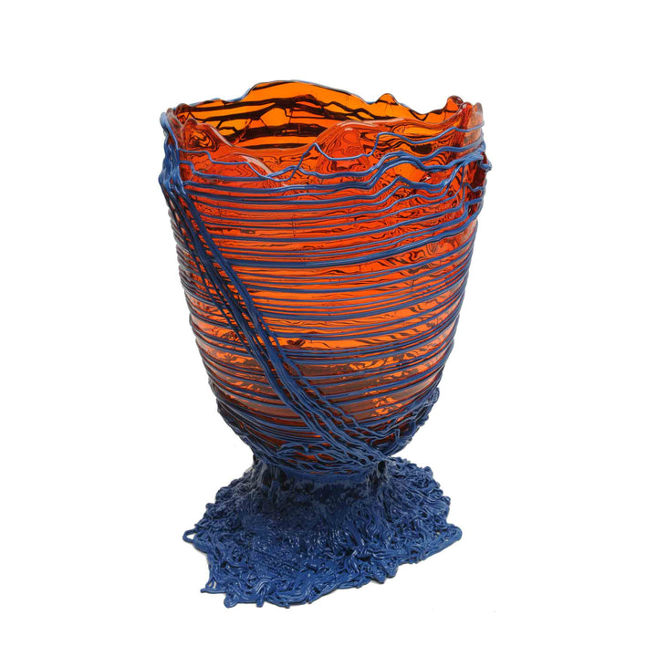 Resin Vase SPAGHETTI Clear Orange and Matt Dark Lavender by Gaetano Pesce for Fish Design 03