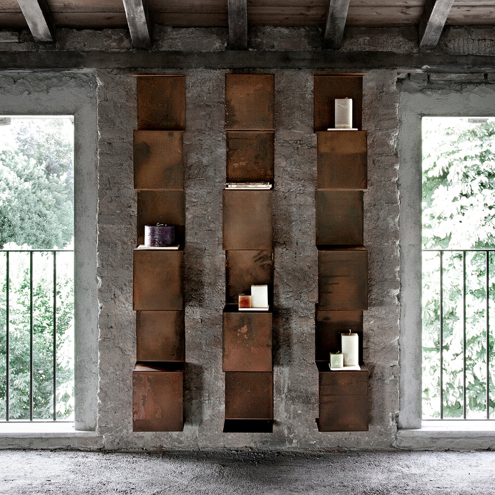 Libreria da parete di design in legno con 3 ripiani Daran, made in Italy