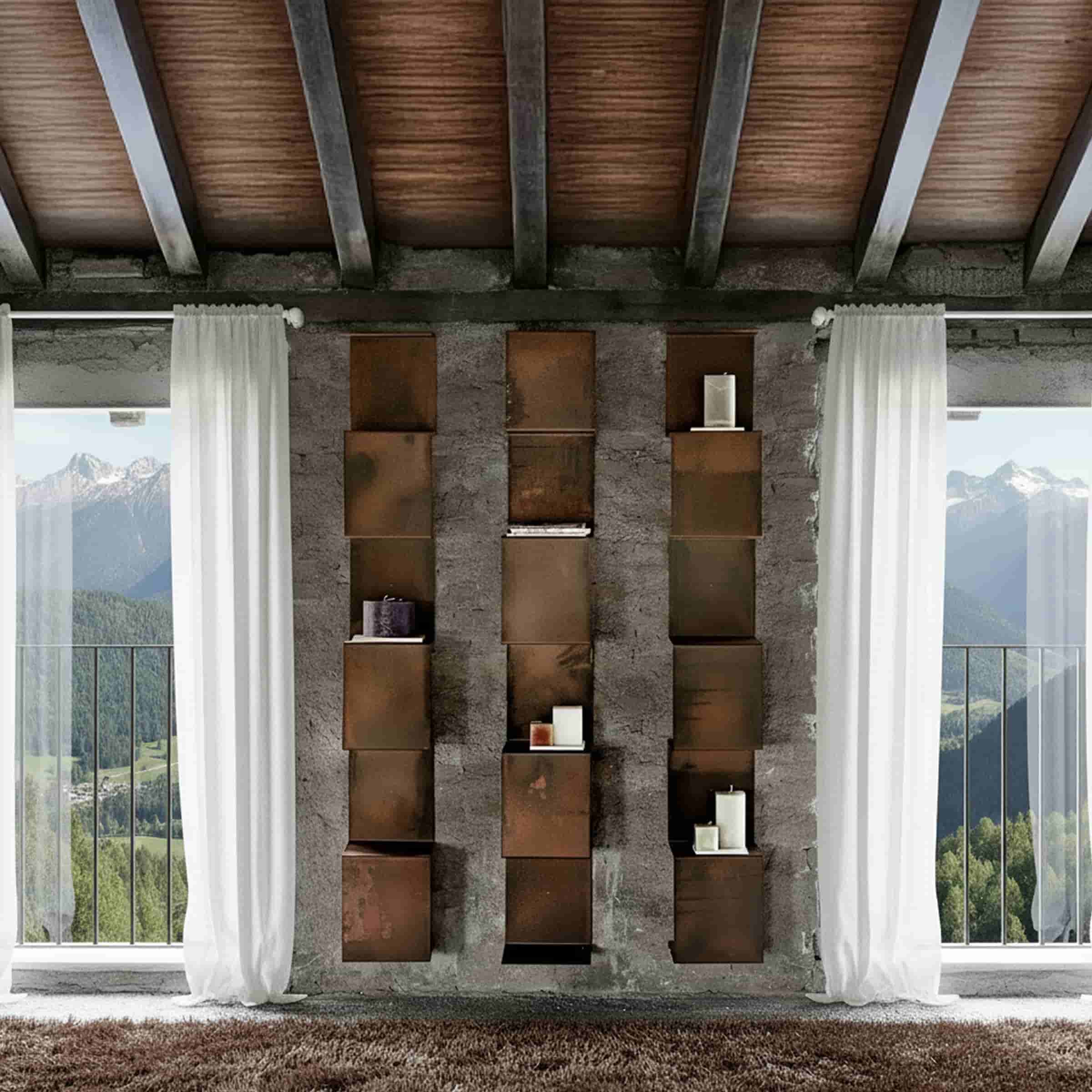DANESE ブックシェルフ　SARMIENTO MENSOLA Corten Steel Bookcase SEGMENTO CORTEN 180 cm | Design Italy