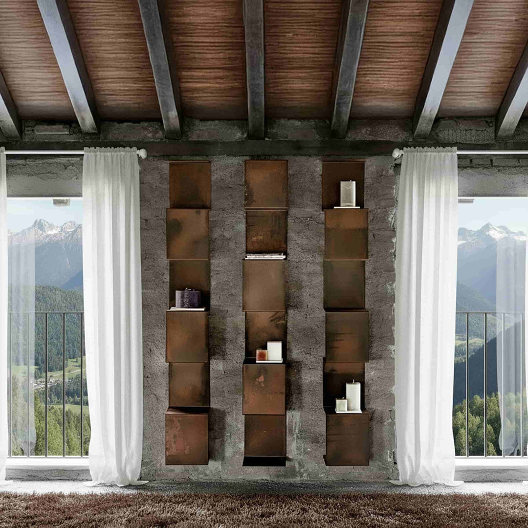 Corten Steel Bookcase SEGMENTO CORTEN 180 by C. Cangia and G. Mazzardi
